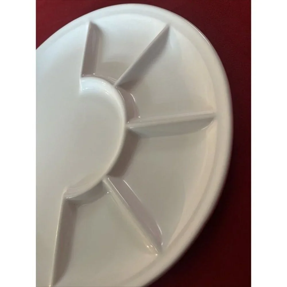 Vintage Sur La Table Portugal Divided Plate White 10” Porcelain Heavy Rare Nice
